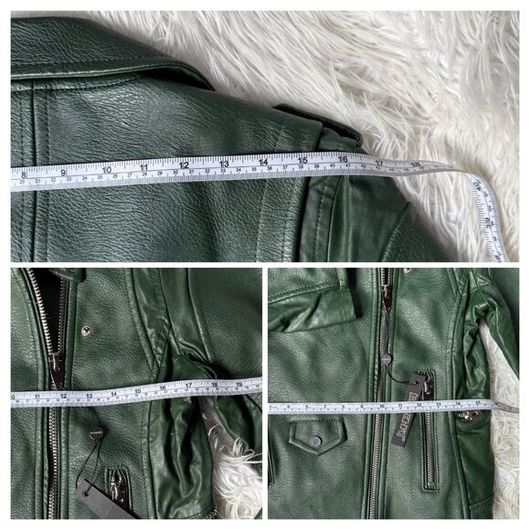 Blank NYC “Easy Rider” Green Faux Leather Moto Jacket NWT Size Medium - Picture 12 of 12